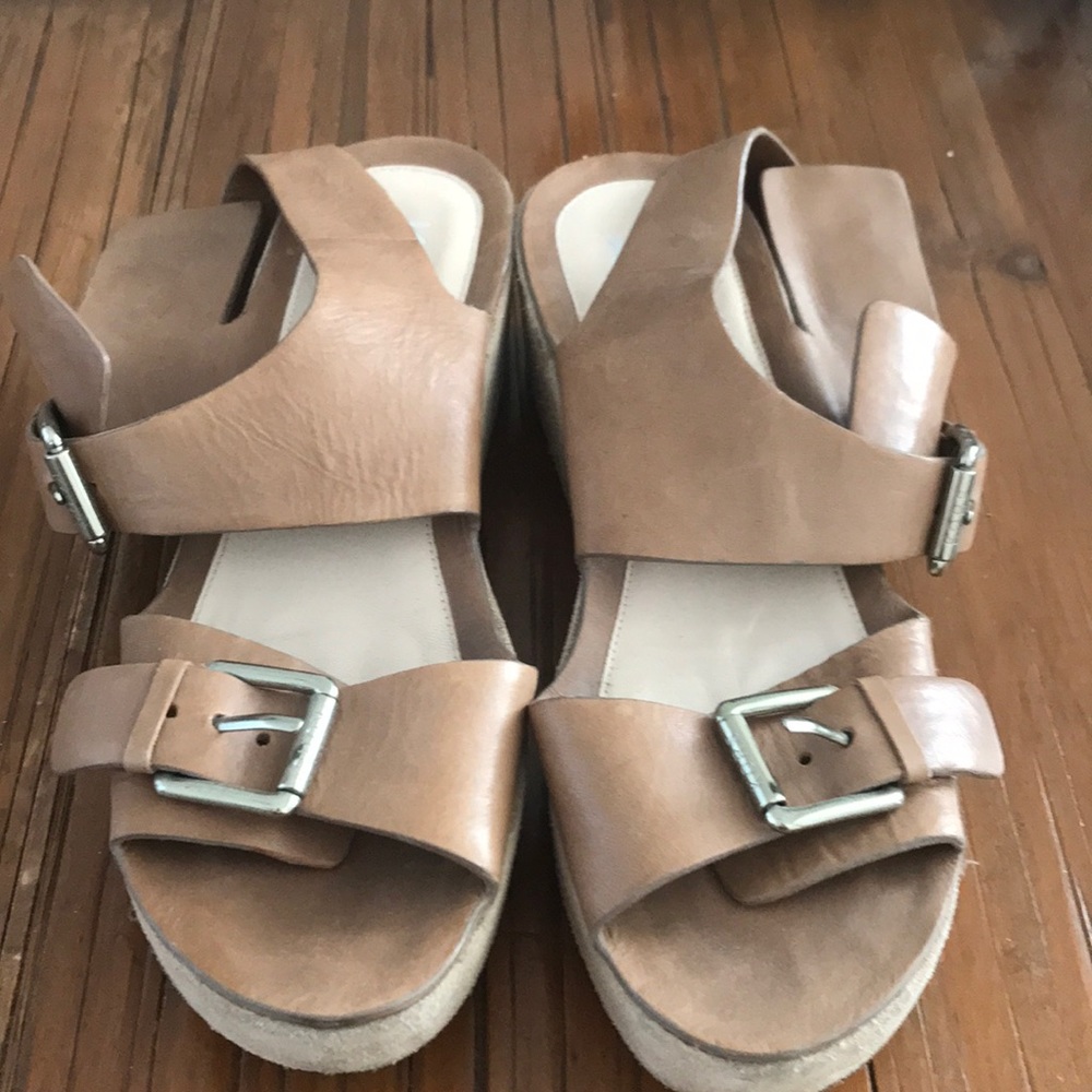 KORS Michael Kors Tan Sandals w/Silver Buckles